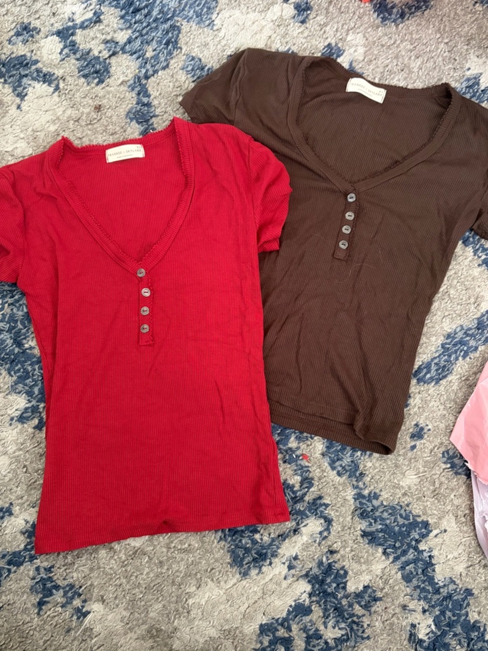 Two Ribbed Henley Baby Tees